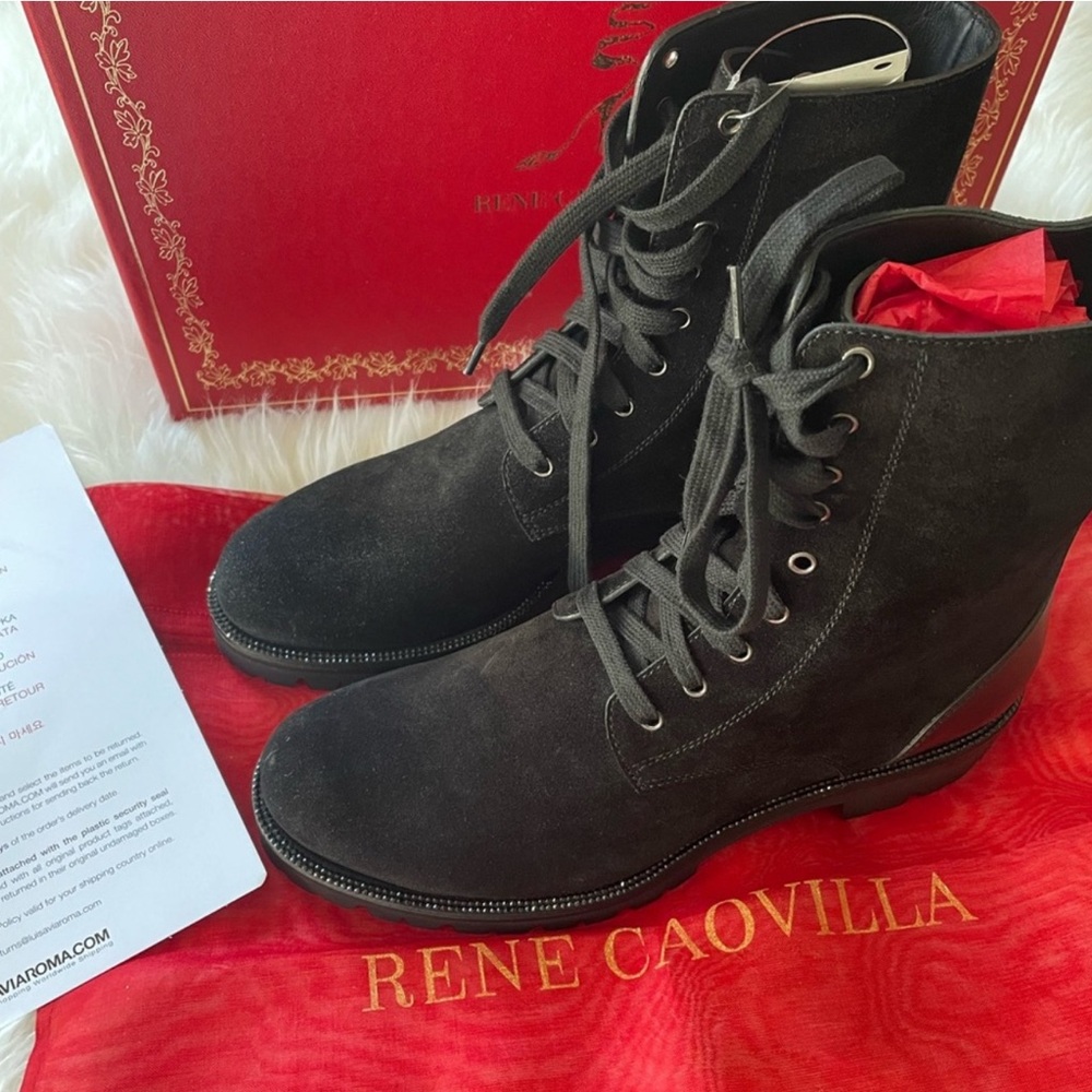 Rene Caovilla crystal embellished suede ankle boots